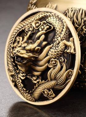 黄铜九龙茶叶罐家用中式密封罐大