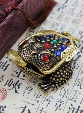 黄铜镂空金蟾三足金蟾复古三足金