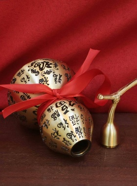 黄铜百福铜葫芦摆件开盖开口空心