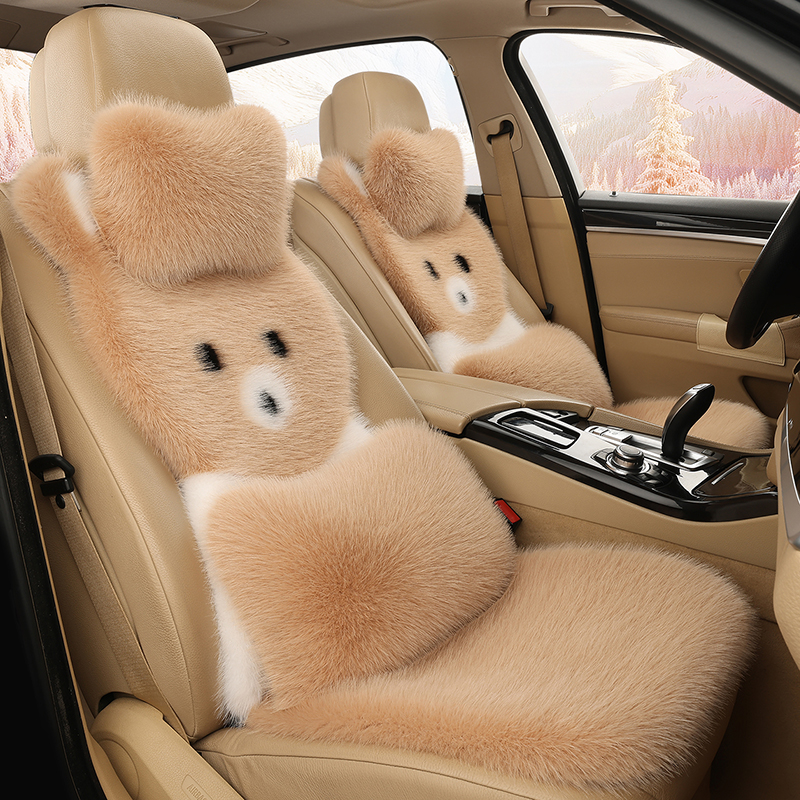 新款冬季毛绒汽车坐垫单片椅垫羊毛高级感保暖可爱座套后排通用女