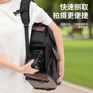 Cwatcun香港卡登复古双肩相机包男微单反长焦镜头收纳包户外防水防撞摄影包女适用索尼zve10佳能r10尼康富士