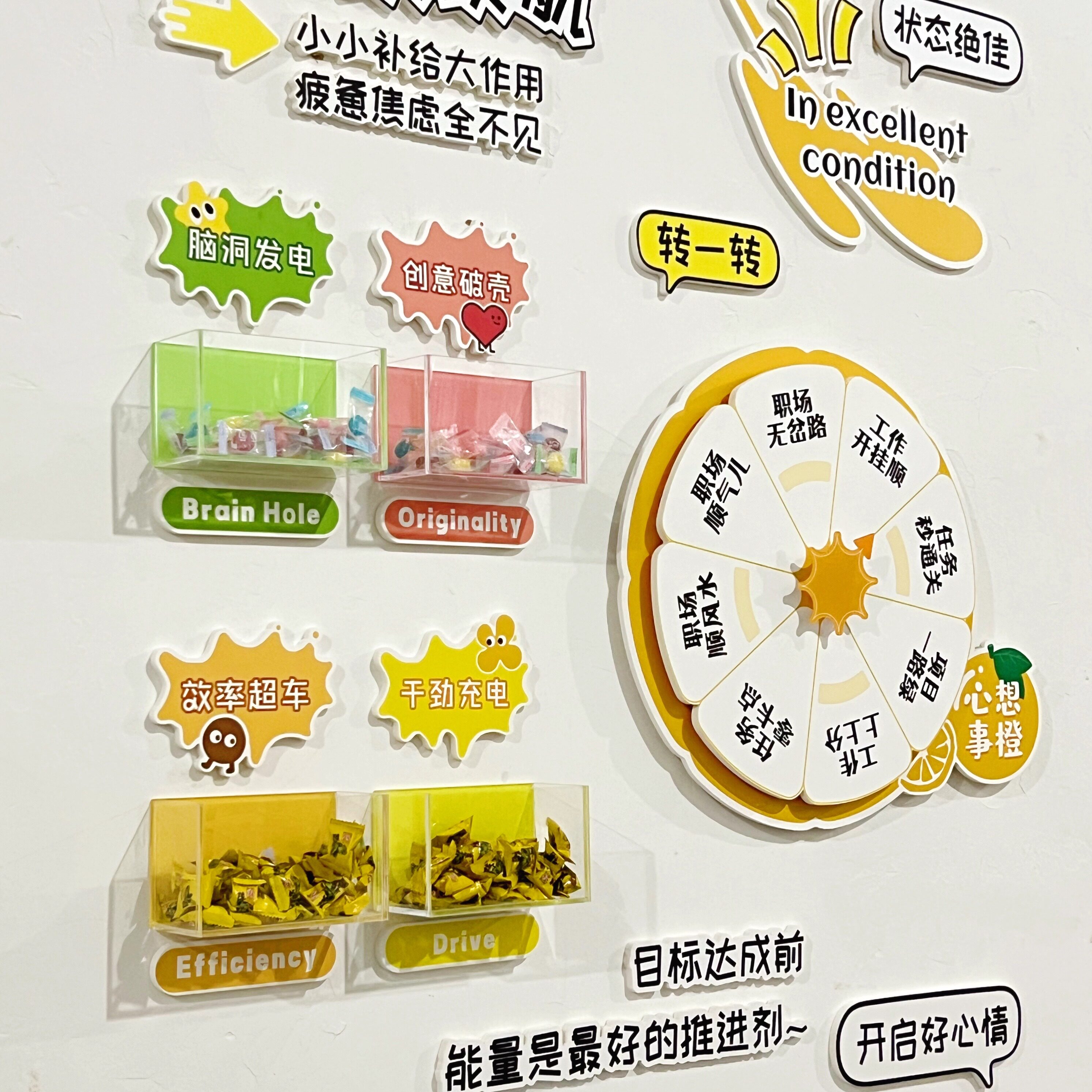 原创设计心想事橙幸运转盘小红书同款创意文化墙糖果盒子定制墙贴,淘宝优惠券,粉丝福利购,淘宝优惠卷