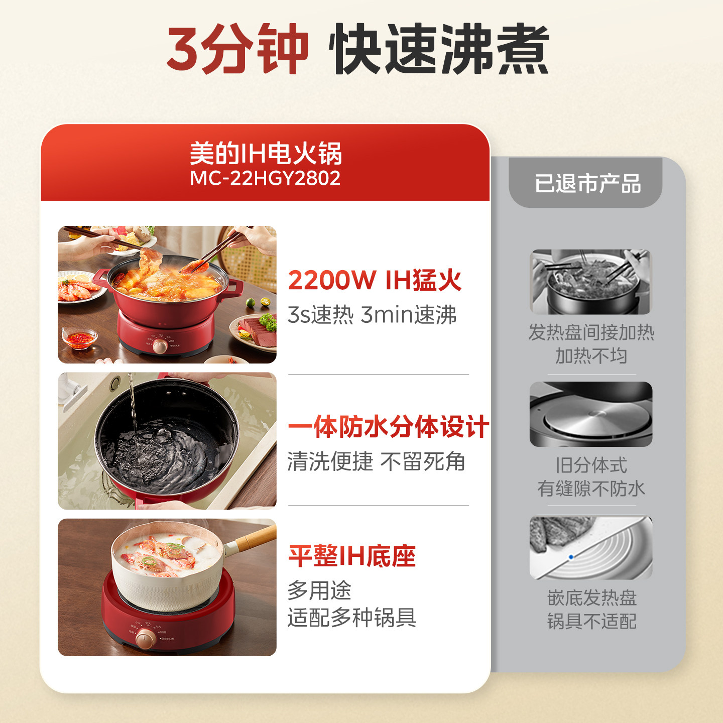 美的电火锅家用多功能分体式电煮锅可拆洗电热火锅专用锅2025新款,淘宝优惠券,粉丝福利购,淘宝优惠卷