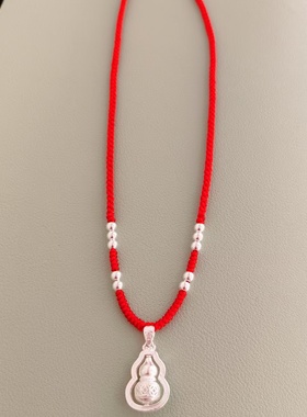 999纯银葫芦项链镂空花丝吊坠