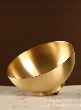 黄铜光面家用佛堂佛前用品供水铜碗饭碗家居客厅桌面装饰工艺品