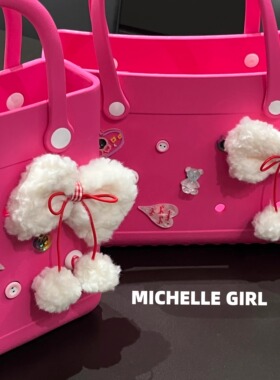 MichelleGirl毛绒蝴蝶结鞋配饰