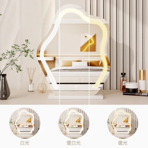 云朵化妆镜台式桌面LED卧室带灯网红梳妆镜家用智能梳妆台镜子 - 图0