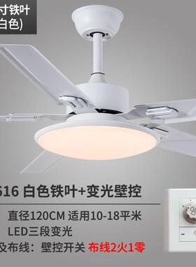 吊扇灯铁叶餐厅风扇灯客厅卧室家用简约现代带电风扇的吊灯欧式