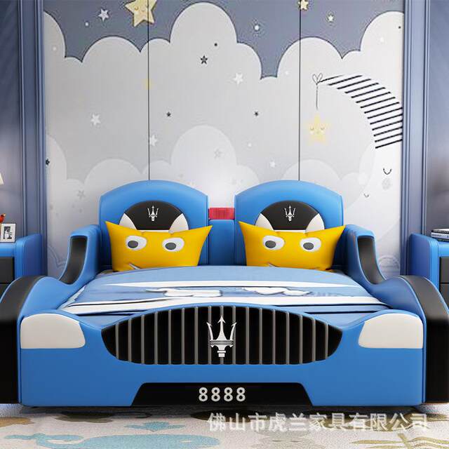 Children's bed car bed children's car lathe sports car bed racing bed boy single bed 1.2m 1.35M soft bed