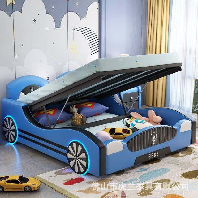 Children's bed car bed children's car lathe sports car bed racing bed boy single bed 1.2m 1.35M soft bed