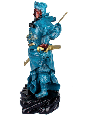 朴器 手工彩绘蓝63厘米铜上山关公摆件