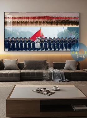 大秦帝国阅兵军人仪仗队装饰画宿舍客厅背景墙挂画军事办公室壁画