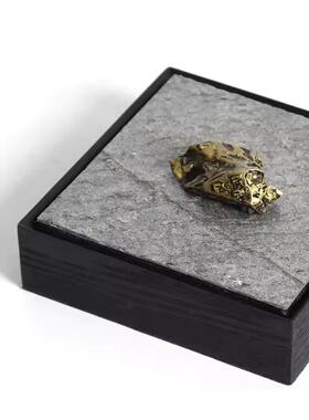 轻奢现代木质绿石头盒收纳盒桌面摆件衣帽间书房创意样板间装饰品