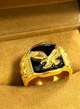外贸欧美跨境爆款嘻哈HIPHOP饰品 不锈钢镀金展翅飞鹰霸气男士戒