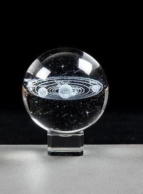 厂家直销创意发光水晶小夜3D灯内雕流星太阳系跨境现货
