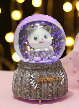 发光海豚水晶球音乐盒儿童男女生日送闺蜜学生情侣毕业礼物摆件