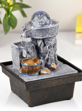 风水轮循环流水生财摆件办公室桌面创意小喷泉加湿器家居装饰送礼