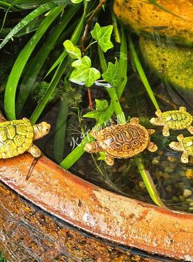 可漂浮迷你彷真小乌龟摆件庭院鱼池假山盆景鱼缸造景装饰悬浮海龟