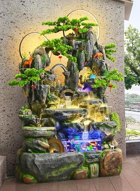 大型落地假山流水摆件循环水喷泉客厅玄关开业招财风水轮装饰景观