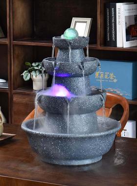 流水喷泉桌面摆件循环风水球轮鱼缸假山家居装饰礼品招财乔迁开业