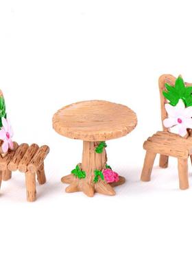 微景观迷你彷真桌椅方桌圆桌椅子凳子桌子树脂园艺造景桌面小摆件