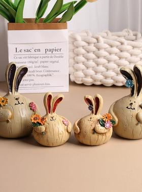 创意家居树脂可爱大蒜兔子装饰品摆件鸡客厅电视柜复古工艺品摆设