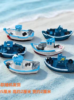 多款小船摆件 树脂邮轮模型桌面装饰 渔船帆船微景观鱼缸沉水造景
