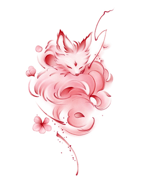 性感狐狸彩色纹身贴持久防水贴纸