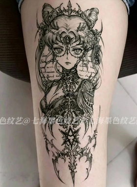 美式卡通美少女战士草本纹身贴女