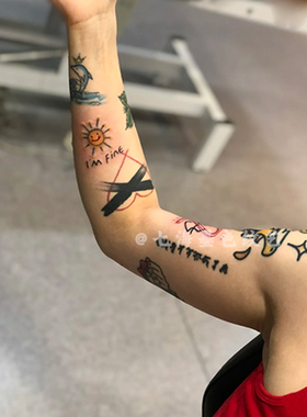 欧美风小图彩色纹身贴女防水持久