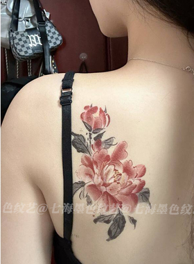国风高级感花朵纹身贴防水持久女