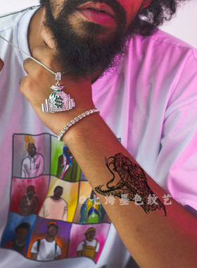 虎口毒蛇草本纹身贴半永久不反光