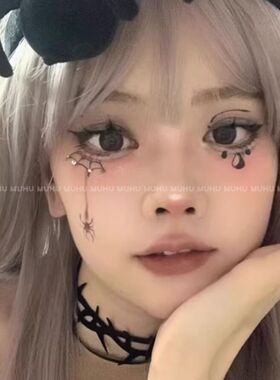 万圣节小蜘蛛妆容纹身贴彩色潮酷