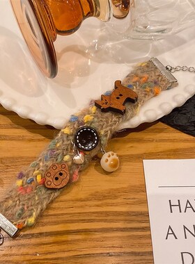 美拉德猫咪猫爪纽扣拼接手链女新款轻奢小众设计简约高级感手饰