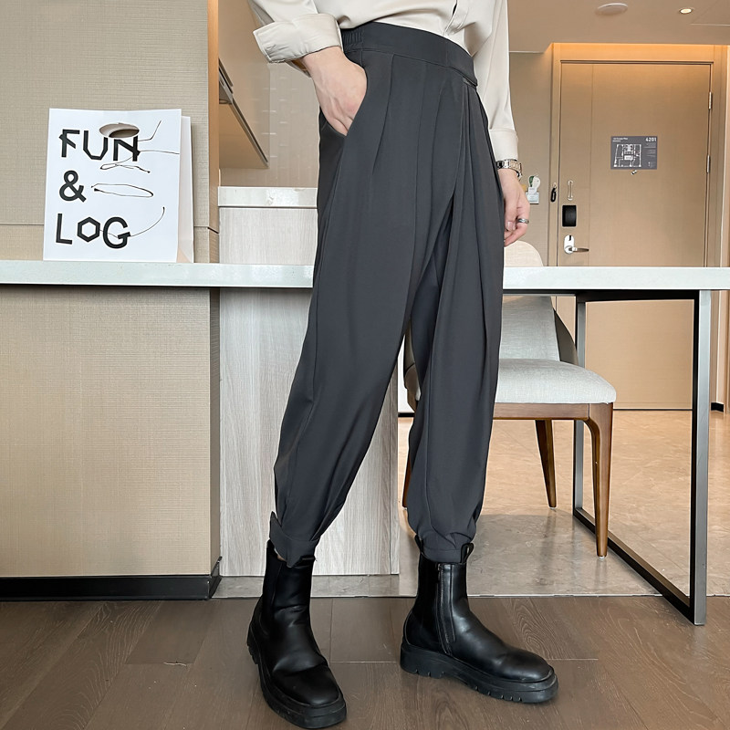 秋冬暗黑束脚裤搭配马丁靴的裤子男哈伦裤韩版魔术贴工装裤长裤潮,淘宝优惠券,粉丝福利购,淘宝优惠卷