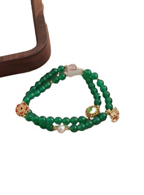 新中式手链碧玉天然石水晶手链手串国风铃兰花朵百搭时尚小众设计