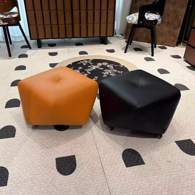 Light luxury leather octagonal stool, living room sofa stool, creative foot stool, small pouf, home low stool, shoe changing stool, doorway