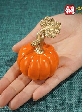 南瓜摆件《福运绵长》客厅桌面玄关装饰 黄铜工艺品 乔迁新居礼品