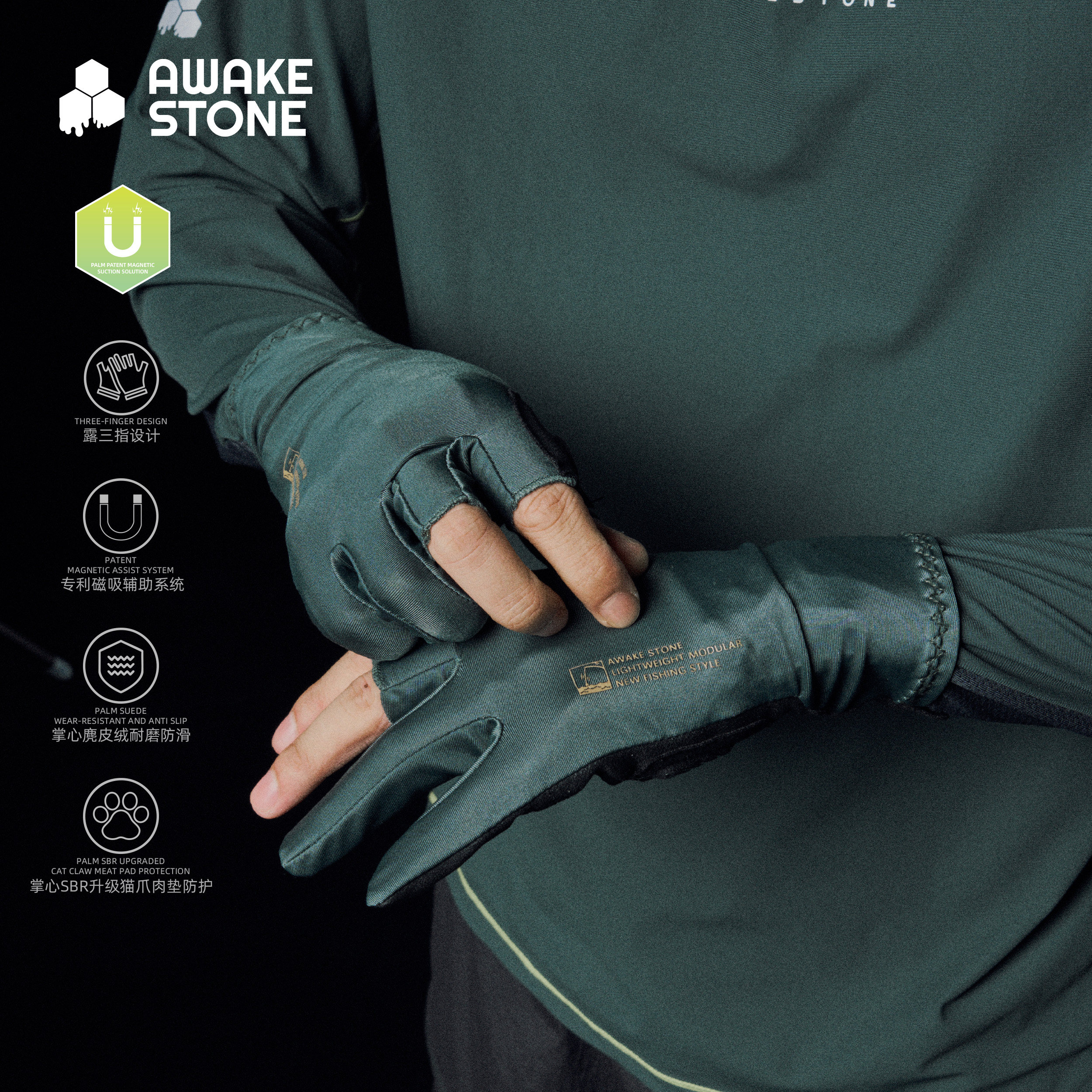 醒石冬季钓鱼手套耐磨防滑抓鱼专用路亚露三指磁吸防刺户外防晒,淘宝优惠券,粉丝福利购,淘宝优惠卷
