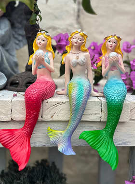 户外美人鱼树脂摆件花园花盆台面装饰布置鱼池鱼缸庭院微景观造景