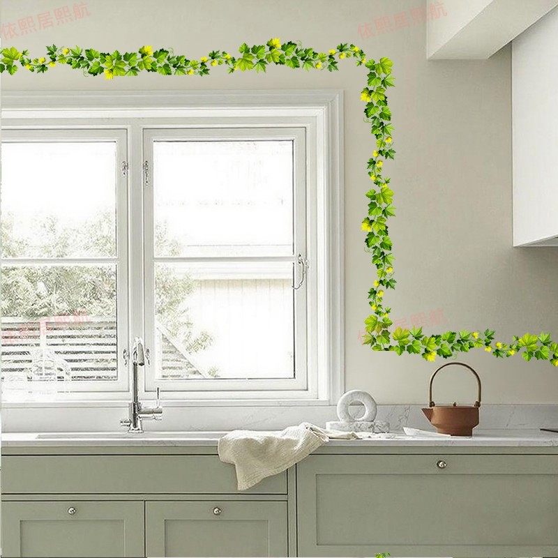 门边窗边墙壁装饰布置贴纸清新绿色植物绿叶墙角线自粘防水墙贴画,淘宝优惠券,粉丝福利购,淘宝优惠卷