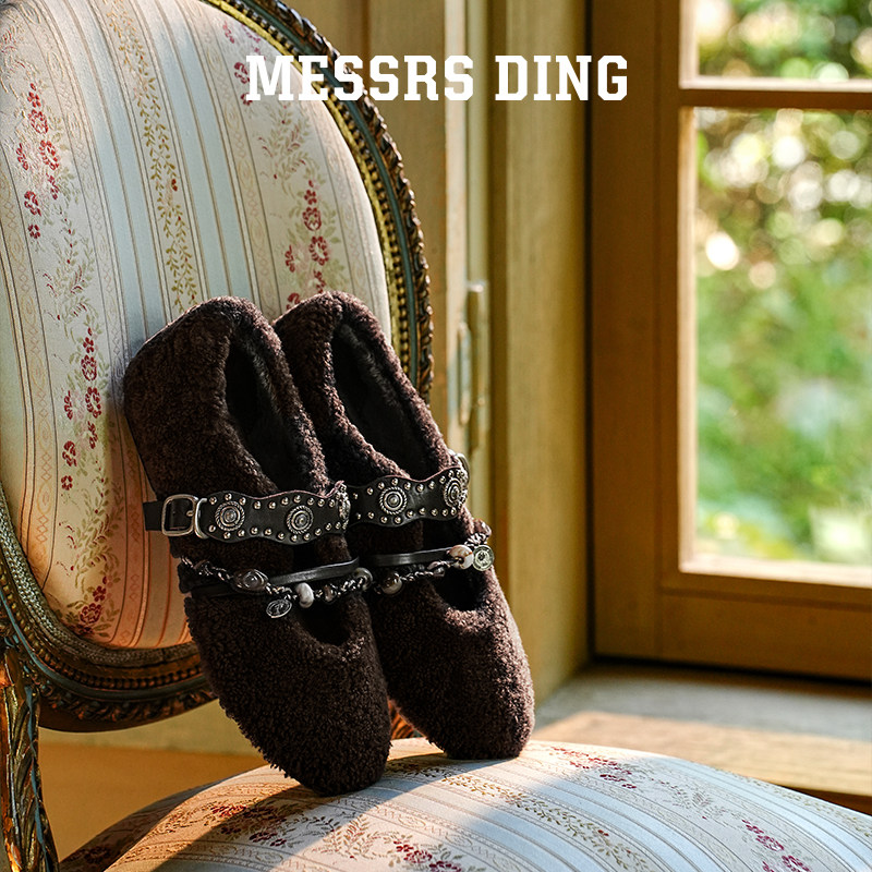 MD女鞋·知荔·玛丽珍毛毛鞋平底单鞋女百搭加绒波西米亚风小皮鞋,淘宝优惠券,粉丝福利购,淘宝优惠卷