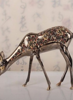 新疆工艺品巴基斯坦铜器梅花鹿摆件居家饭店装修欧式结婚礼物包邮