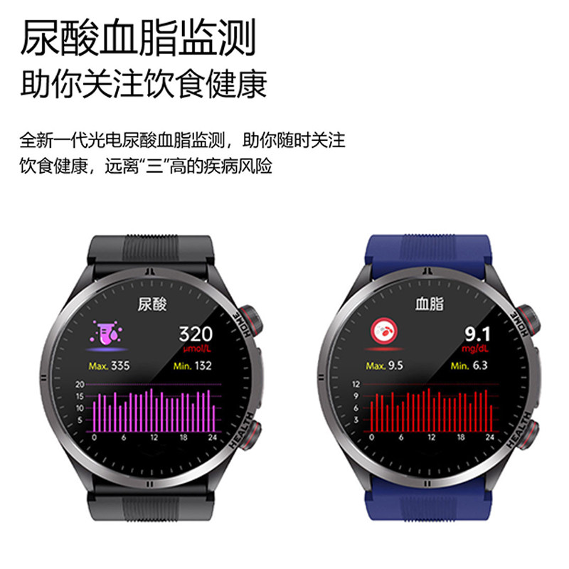 【旗舰新品】智能手表腕部气泵血压采集记录仪血糖尿酸血脂运动健康手表男女心电血氧心率体温蓝牙通话NFC