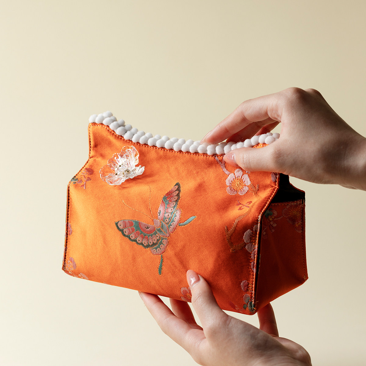 无落创意居家布艺纸巾盒刺子绣蝴蝶抽纸盒客厅车载纸巾收纳包装饰,淘宝优惠券,粉丝福利购,淘宝优惠卷