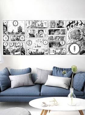 海贼王黑白漫画背景墙装饰画动漫立体壁画七龙珠组合墙画KT板挂画