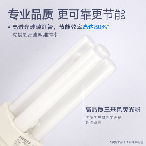 飞利浦横装插拔式节能灯管H型2针4针替换老式筒灯台灯PLC荧光灯4p - 图0