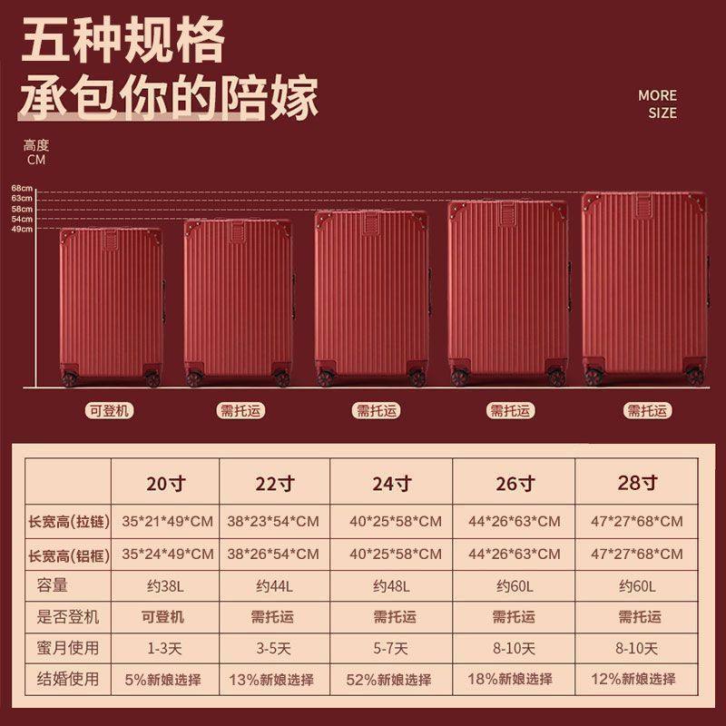 结婚行李箱陪嫁箱红色箱子拉杆箱女皮箱婚礼用密码新娘嫁妆箱一对,淘宝优惠券,粉丝福利购,淘宝优惠卷