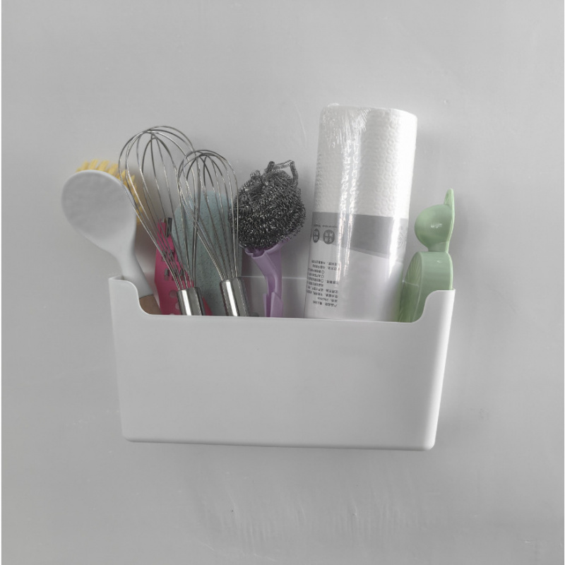 厨房柜门内侧收纳盒壁挂免打孔橱柜内保鲜膜挂架浴室卫生间置物pp