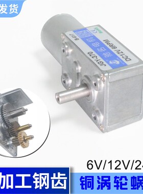 微型直流6v12v24v涡轮蜗杆减速电机 双输出轴金属齿轮箱减速马达
